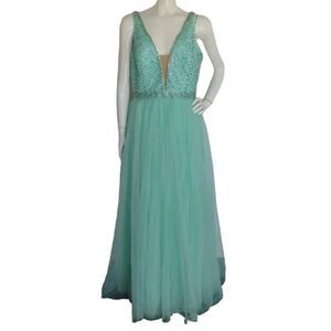 mint green sheer dress Sherri Hill 53442 - Long Sheath Dress main image 0